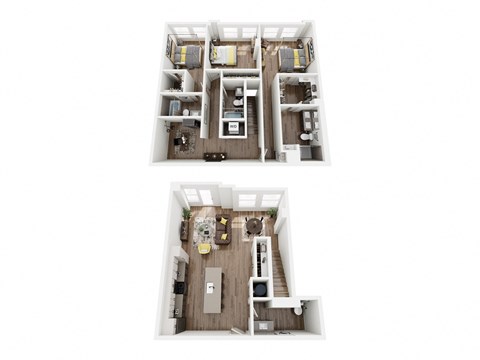 Floor plan for 3 beds, 3.5 baths, 1936 sqft